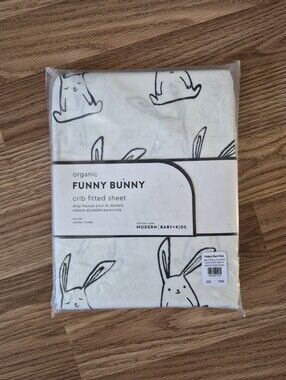 Pottery Barn Kids Organic Funny Bunny Crib Fitted Sheet Brand new. New with tags